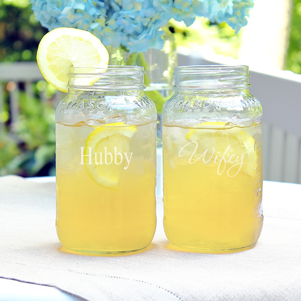 Hubby & Wifey 26 oz. Mason Jar Set