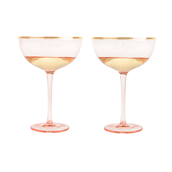 8 oz. Love Blush Rose Gilded Rim Coupe Flutes