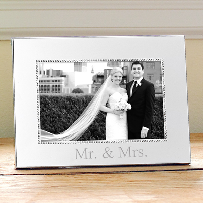 Mr. & Mrs. Beaded Silver Frame