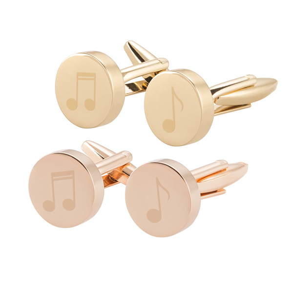 Music Notes Round Cuff Links