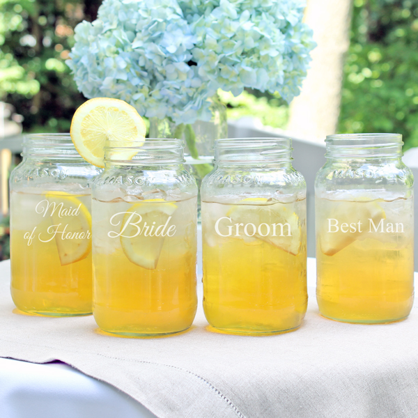 Wedding Party 26oz. Mason Jars (Set of 4)