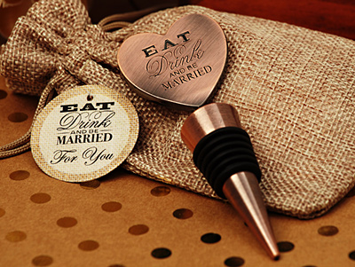 Copper Eat, Drink, Be Married bottle stopper