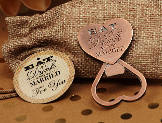 Copper Eat, Drink, Be Married bottle opener