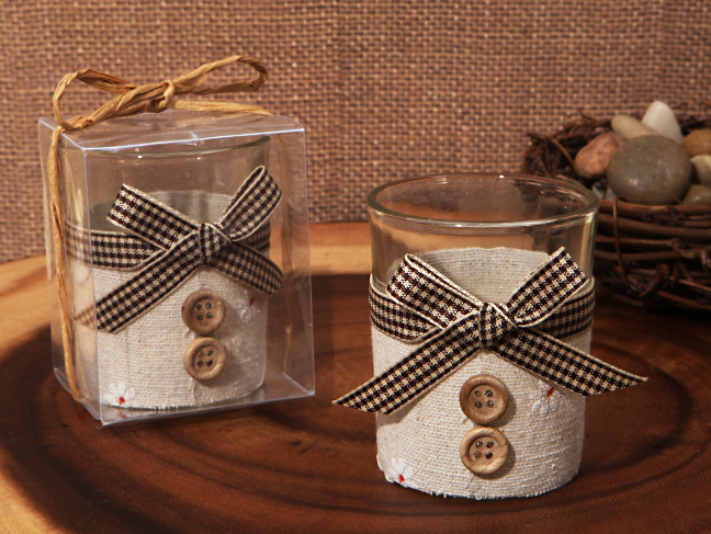 Rustic Burlap Design Candle Holder