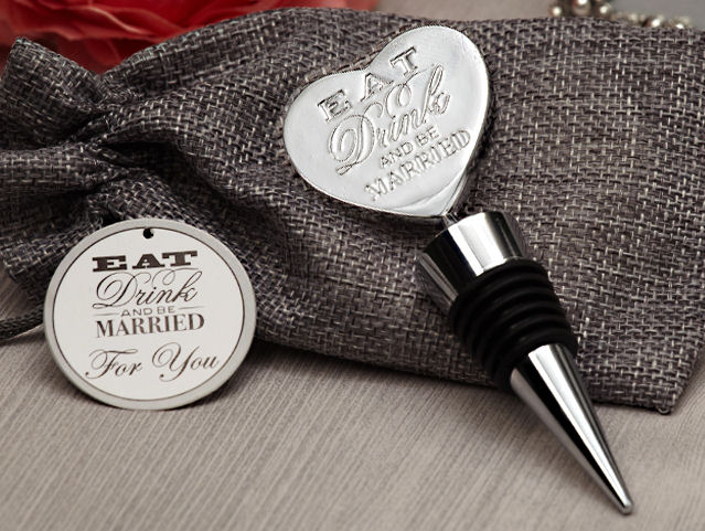 Eat, Drink, Be Married Chrome bottle stopper