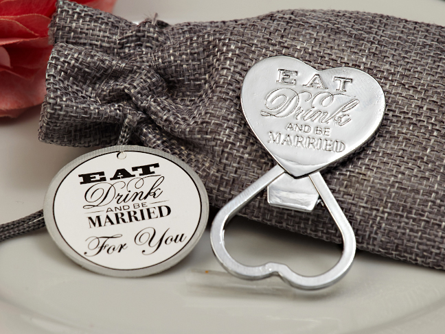 Eat, Drink, Be Married Chrome Bottle opener