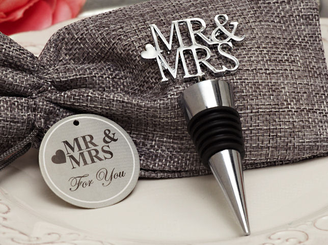 Elegance Mr. and Mrs. Silver Bottle stopper
