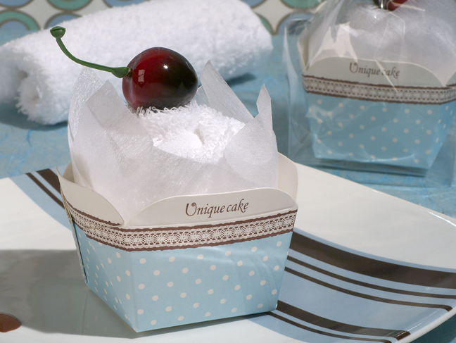 Sweet Treats Collection Cupcake Towel Favor -Blue