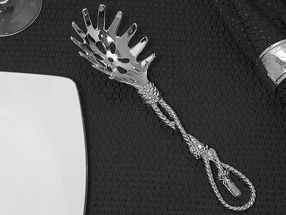 Signature Collection By Cassiani Chrome Pasta Server With Tassel Design