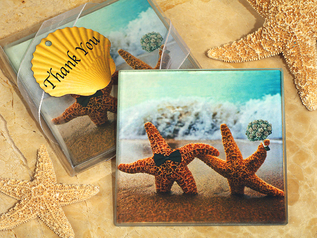 A Perfect Pair Beach Theme Glass Coasters