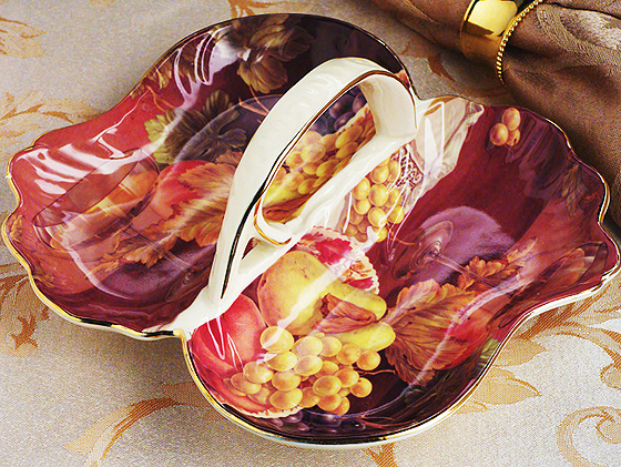 Europa Collection 8" Two Section Porcelain Plate With Wine Theme Decal