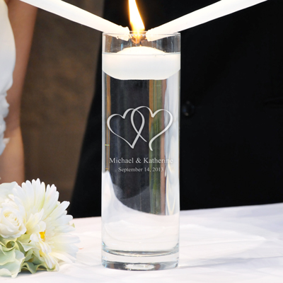 Personalized Two Hearts Floating Unity Candles
