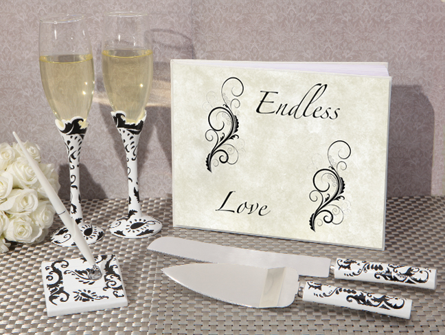 Endless Love Damask Wedding Accessory Set