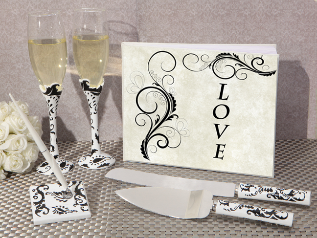 Love Damask Wedding Accessory Set