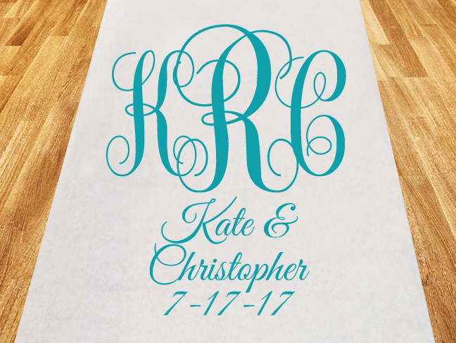 Intertwined Monogram Personalized Wedding Aisle Runner