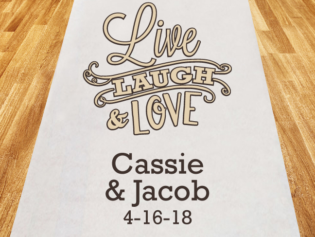 Live, Laugh and Love Personalized Wedding Aisle Runner
