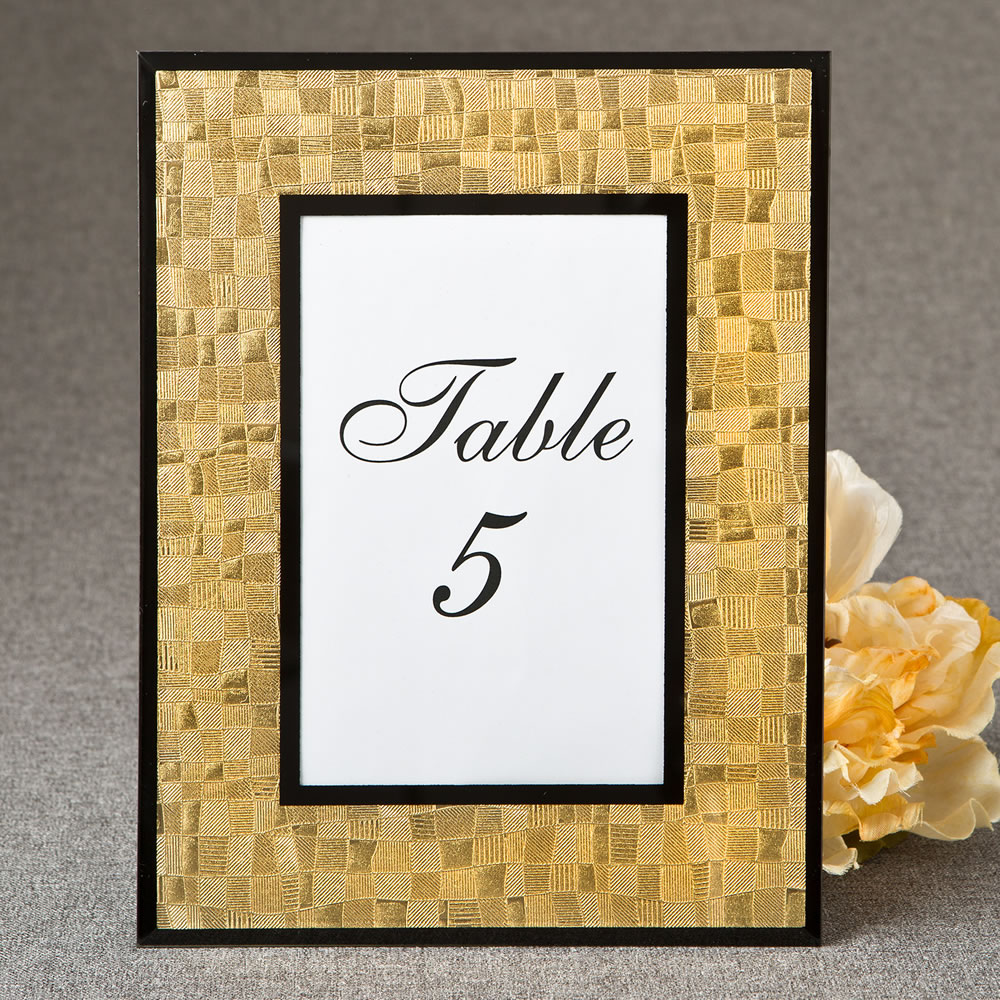 Glorious Gold 4 x 6 Mosaic frame with glass - black borders
