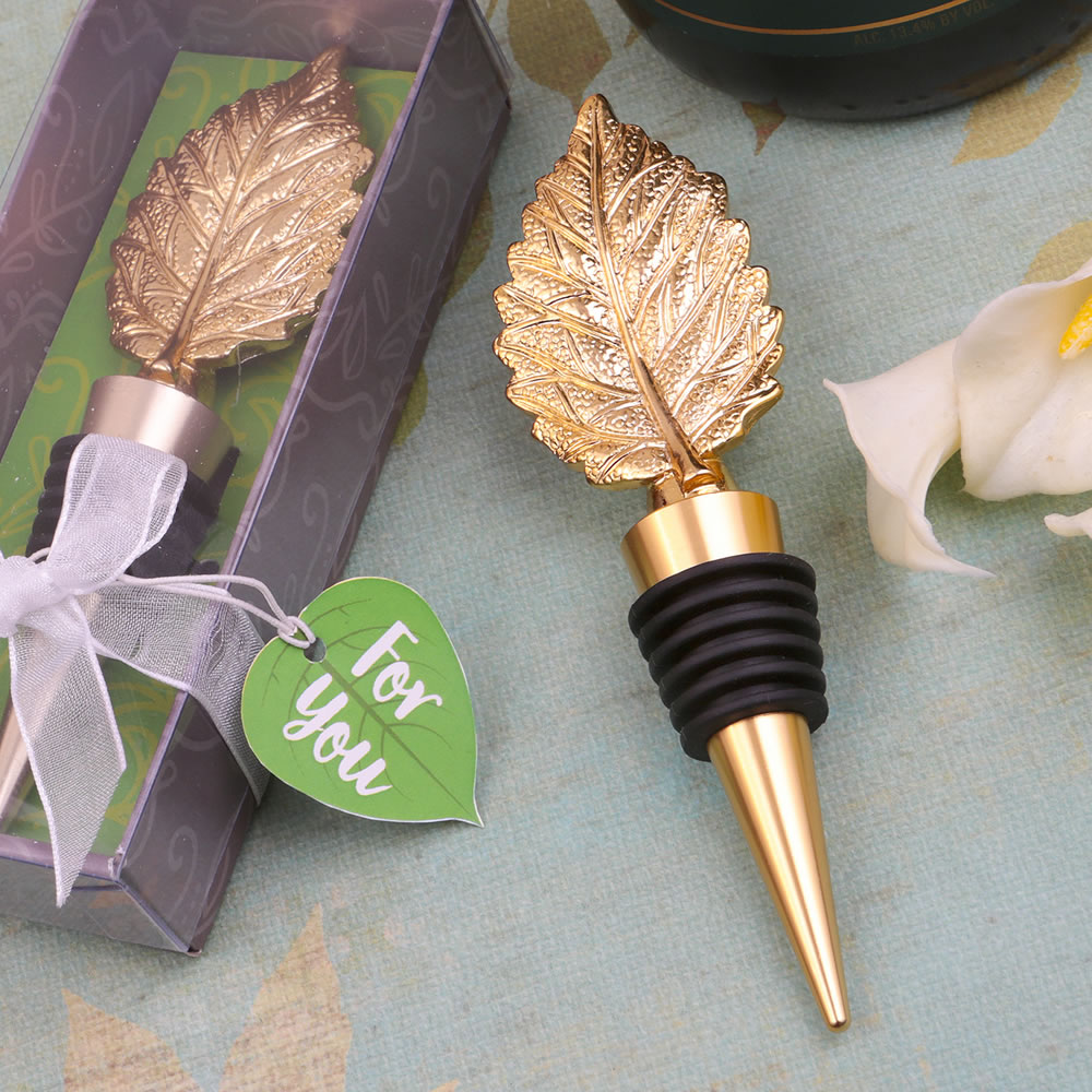 Gold Metal Leaf Design Bottle Stopper