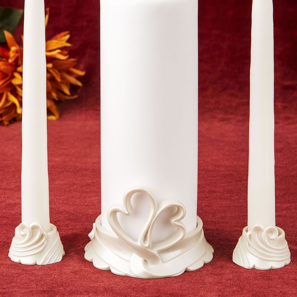 Heart themed unity candle holder set