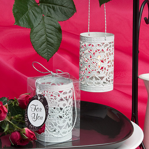 White Metal Filigree Design Luminary Favor