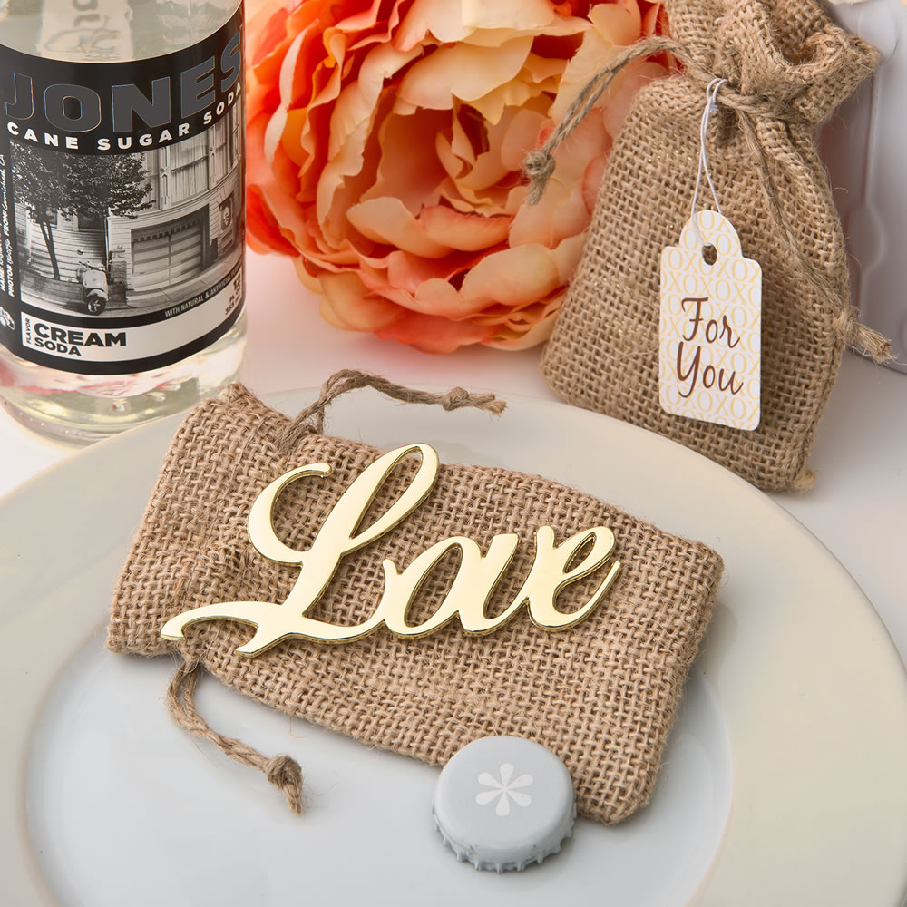 Shabby chic Gold Love Bottle opener