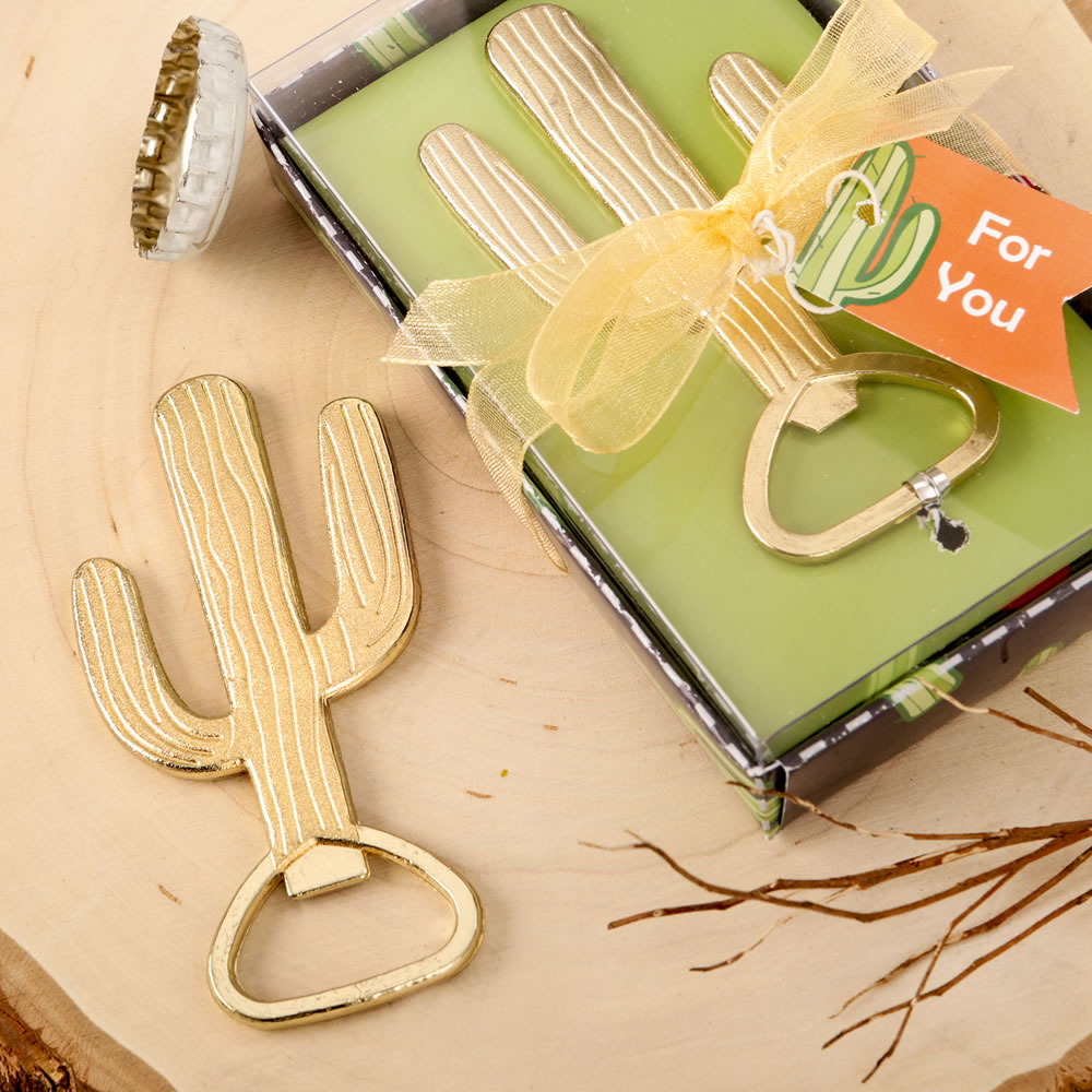 Gold metal Cactus themed bottle opener
