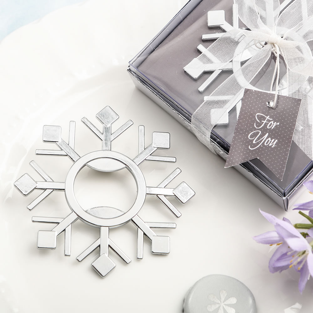 Snowflake design silver metal bottle opener