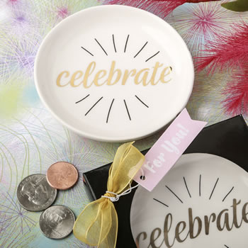 Celebrate White Ceramic Jewelry / Change Dish