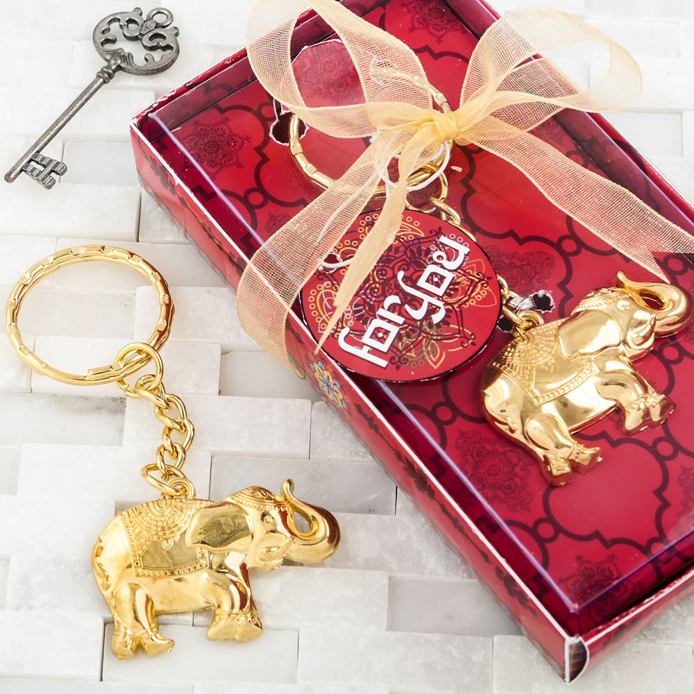 Gold metal Good luck elephant key chain