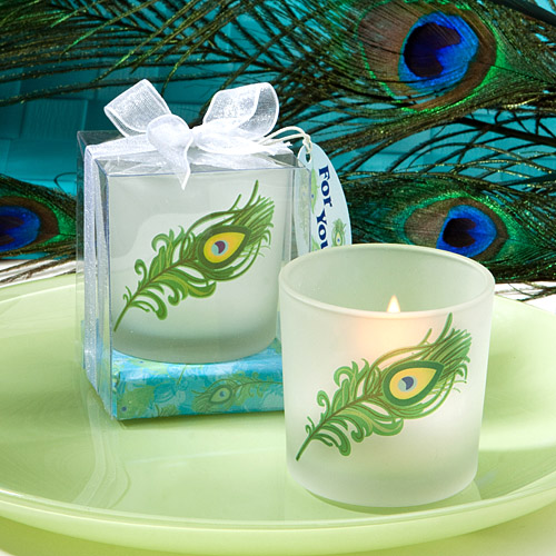 Unique peacock feather design candle holder