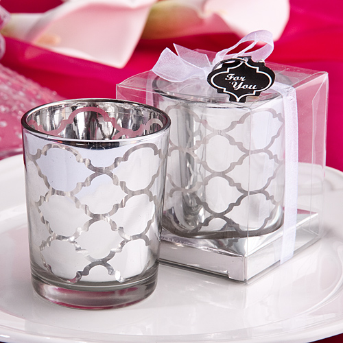 Hampton links design glass candle votive
