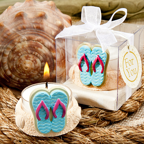 Fun and useful beach themed candle favors