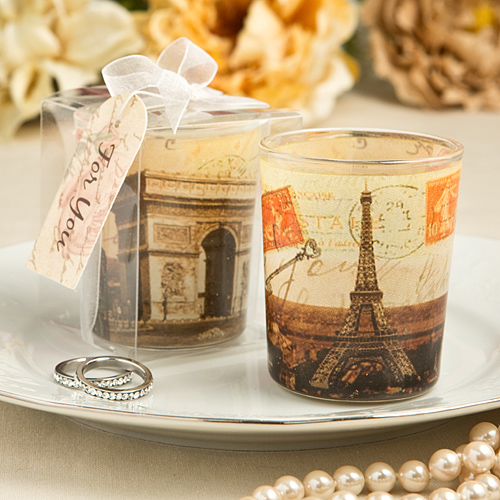 Parisian Themed Glass Votive Holders