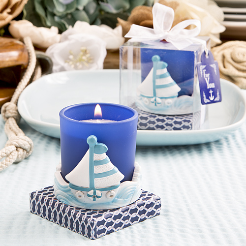 Sail boat votive candle holder