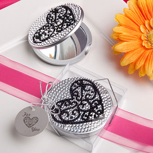 Ultra-Glitzy Heart Design Mirror Compacts