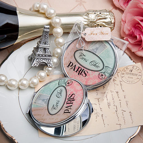 Pretty Paris-Themed Mirror Compact Favor