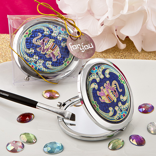 Indian elephant themed metal compact mirror