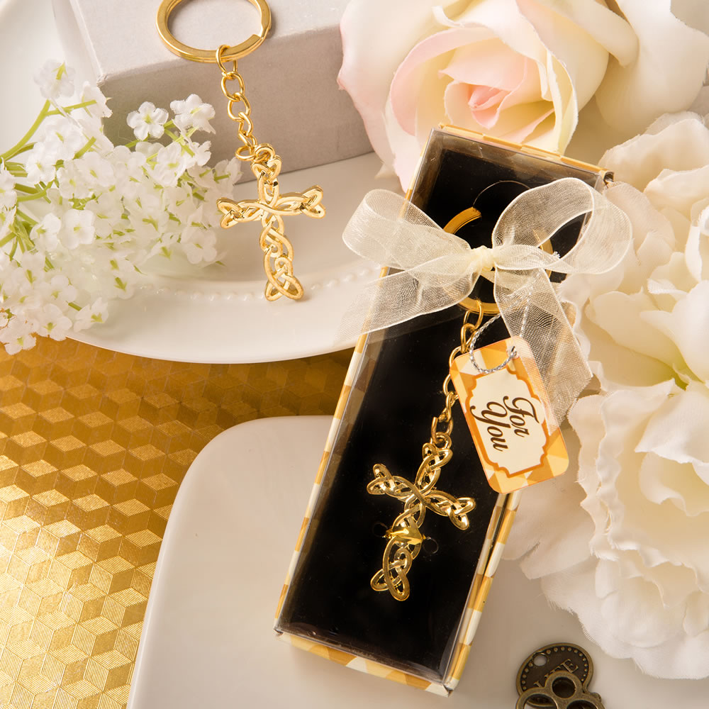 Dramatic Gold metal Cross with intricate intertwined design