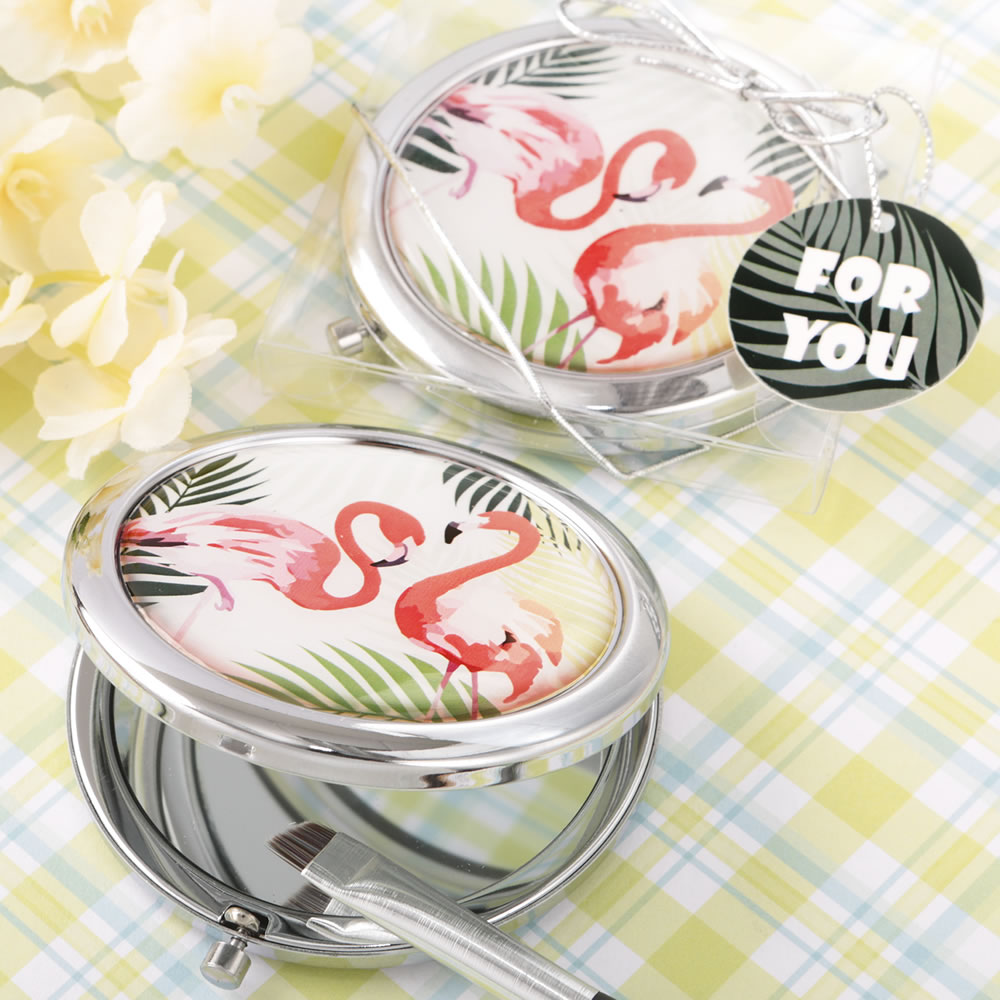 Flamingo metal compact mirror