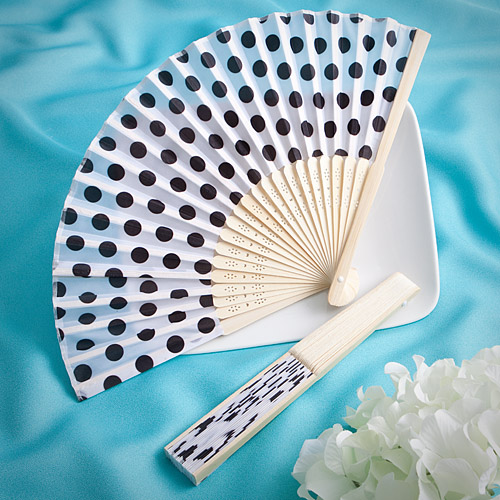 Pretty Polka Dot Silk Fan Favors