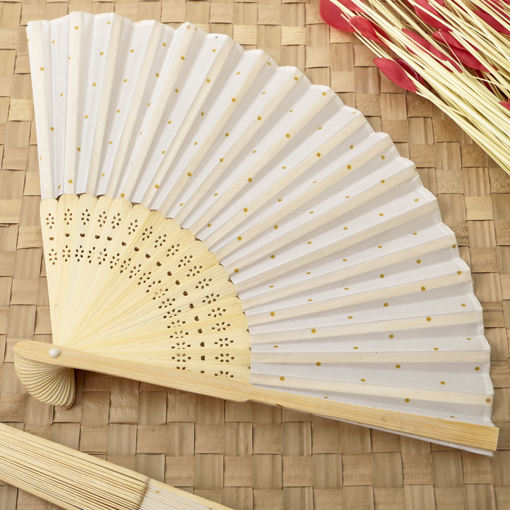 Gold dot silk folding fan favor