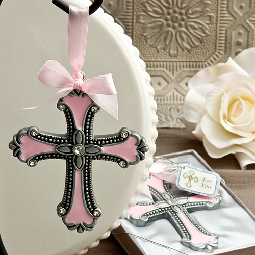 Pink cross ornaments