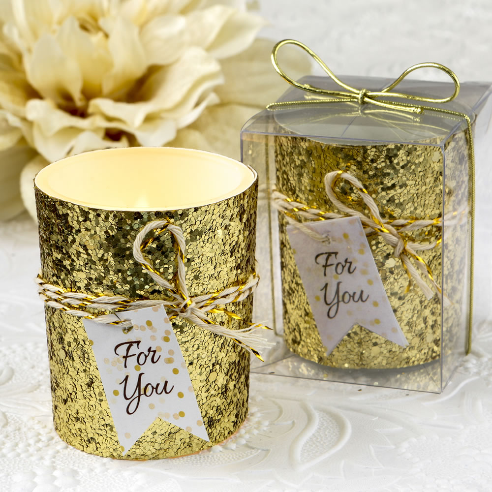 Gold beaded bling candle votive