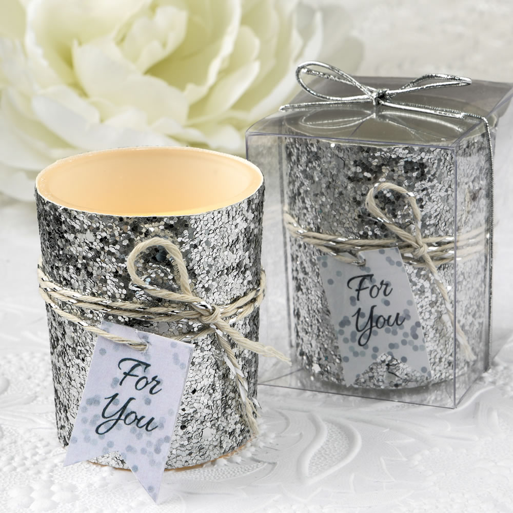 Silver beaded bling candle votive