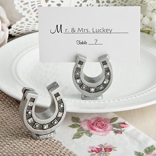 Lucky horse shoe place card holder and photo frame