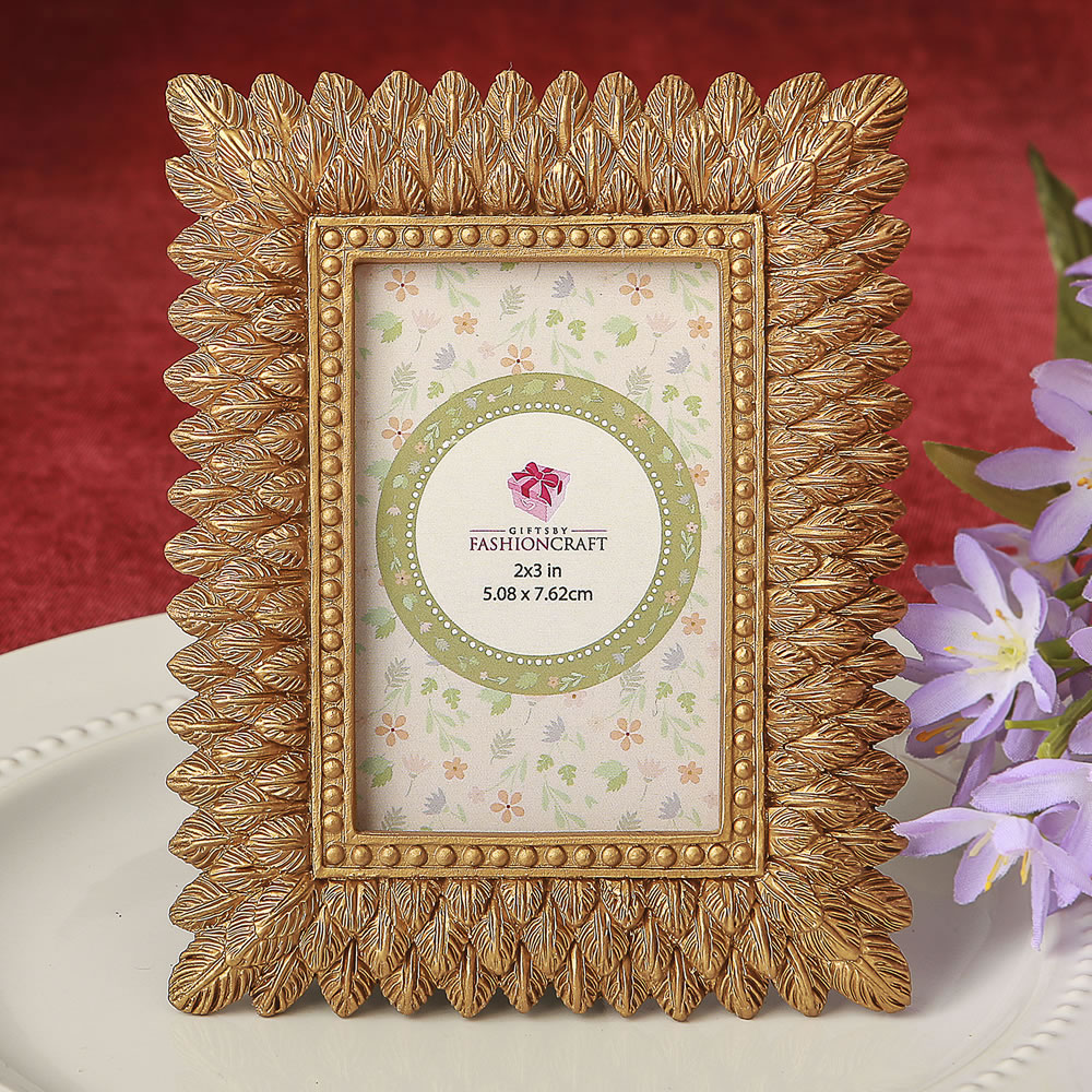 Brushed Gold leaf design place card frame / photo frame