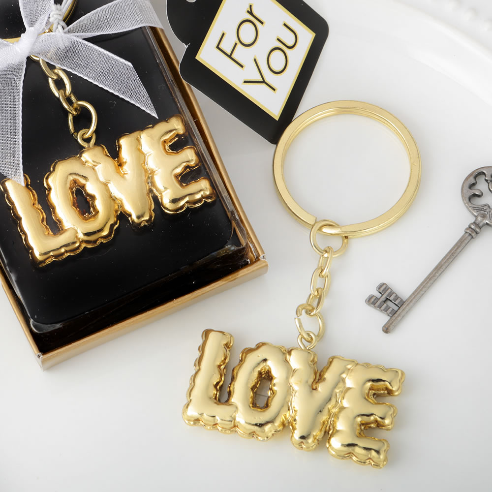 Love themed key chain finished with a mylar balloon design