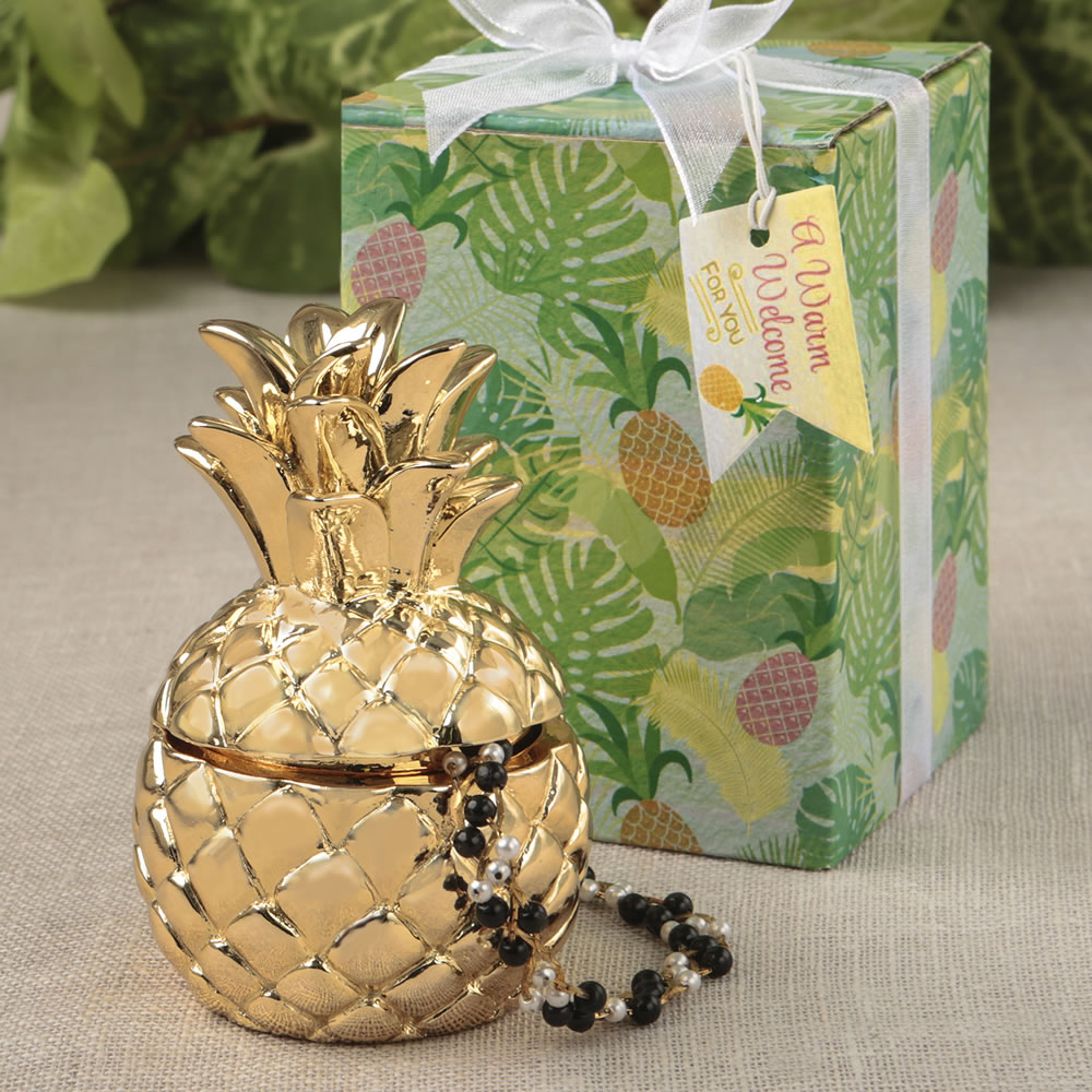 Pineapple themed gold pineapple box