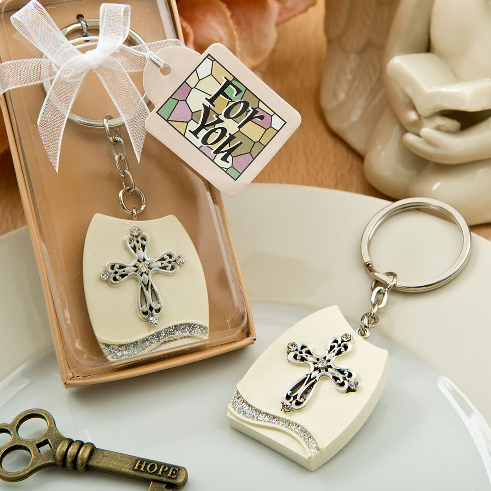 Beautiful Cross themed plaque key chain