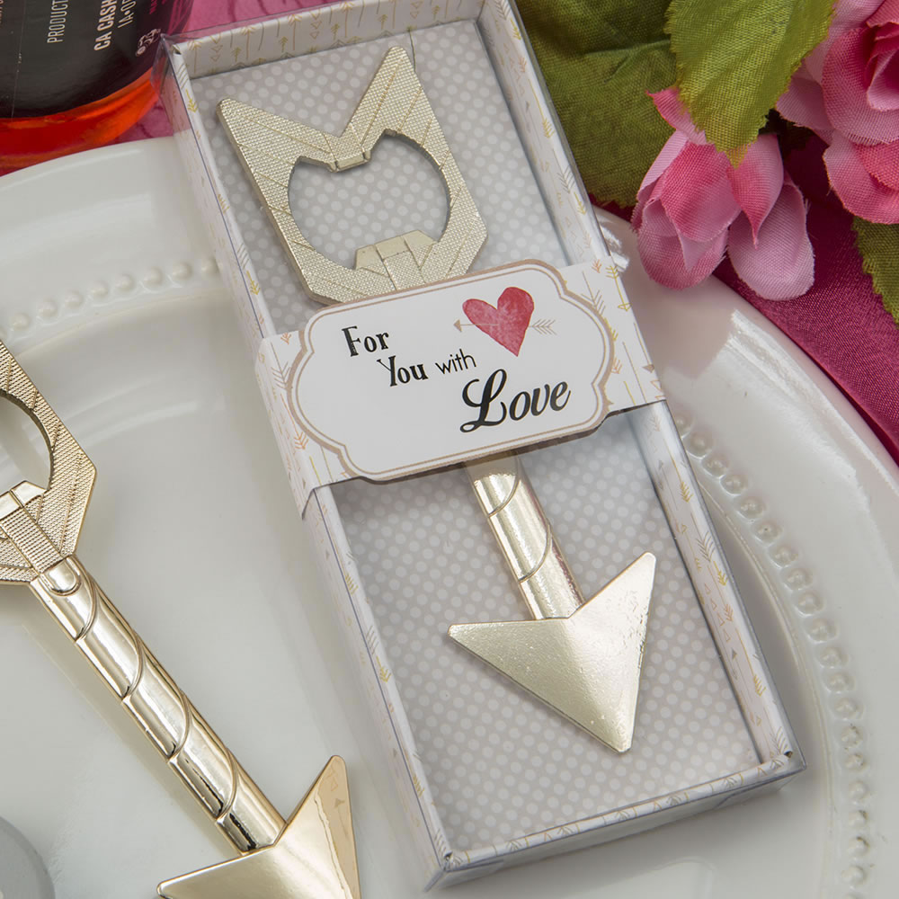 Cupids arrow gold metal bottler opener